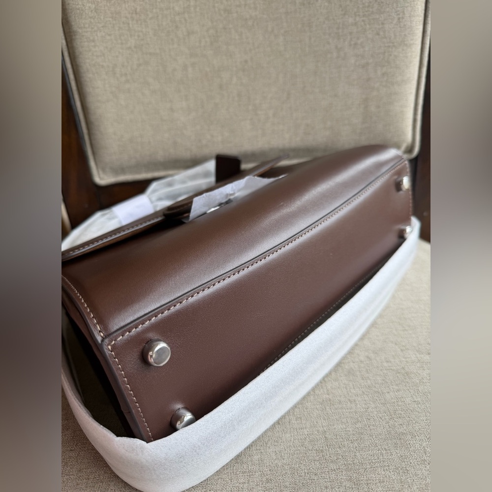 NWT！COACH ELIZA 2-WAY TOP HANDLE BAG（COACH CT852）SILVER/MAPLE fast shipping - Picture 4 of 15